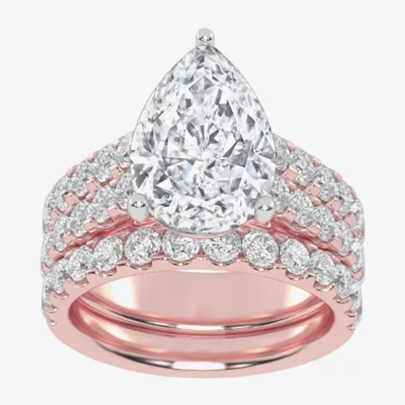(G-H / Vs2-Si1) Womens 7 Ct.T.W. Lab Grown White Diamond 14K Gold Side Stone Bridal Set