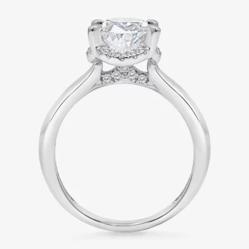 (I / I1) Womens 3 1/7 Ct. T.W. Lab Grown White Diamond 14K Gold Oval Halo Engagement Ring