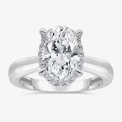 (I / I1) Womens 3 1/7 Ct. T.W. Lab Grown White Diamond 14K Gold Oval Halo Engagement Ring