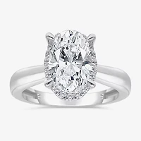 (I / I1) Womens 3 1/7 Ct. T.W. Lab Grown White Diamond 14K Gold Oval Halo Engagement Ring