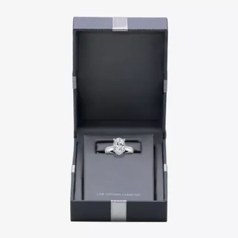 (I / I1) Womens 3 1/7 Ct. T.W. Lab Grown White Diamond 14K Gold Oval Halo Engagement Ring