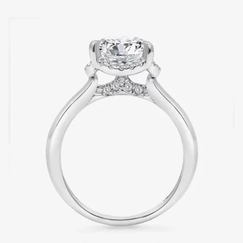 (I / I1) Womens 3 1/7 Ct. T.W. Lab Grown White Diamond 14K Gold Round Halo Engagement Ring