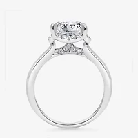 (I / I1) Womens 3 1/7 Ct. T.W. Lab Grown White Diamond 14K Gold Round Halo Engagement Ring