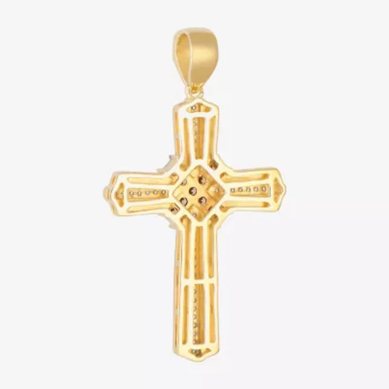 Mens 1/3 CT. T.W. Natural White Diamond Sterling Silver Cross 22 Inch Pendant Necklace