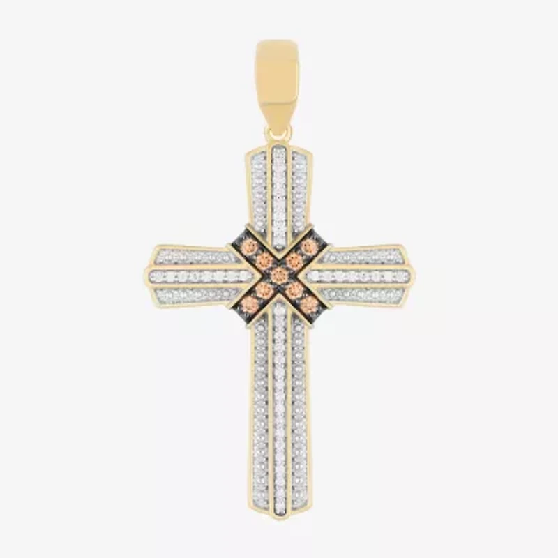 Mens 1/3 CT. T.W. Natural White Diamond Sterling Silver Cross 22 Inch Pendant Necklace