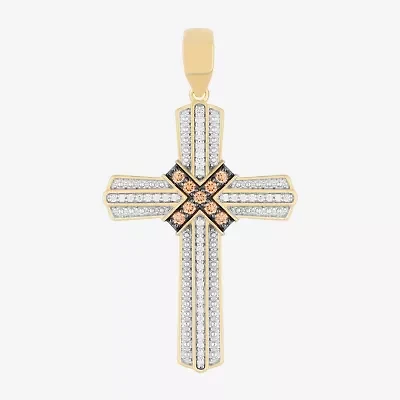 Mens 1/3 CT. T.W. Natural White Diamond Sterling Silver Cross 22 Inch Pendant Necklace