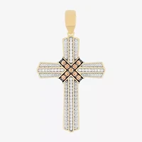 Mens 1/3 CT. T.W. Natural White Diamond Sterling Silver Cross 22 Inch Pendant Necklace