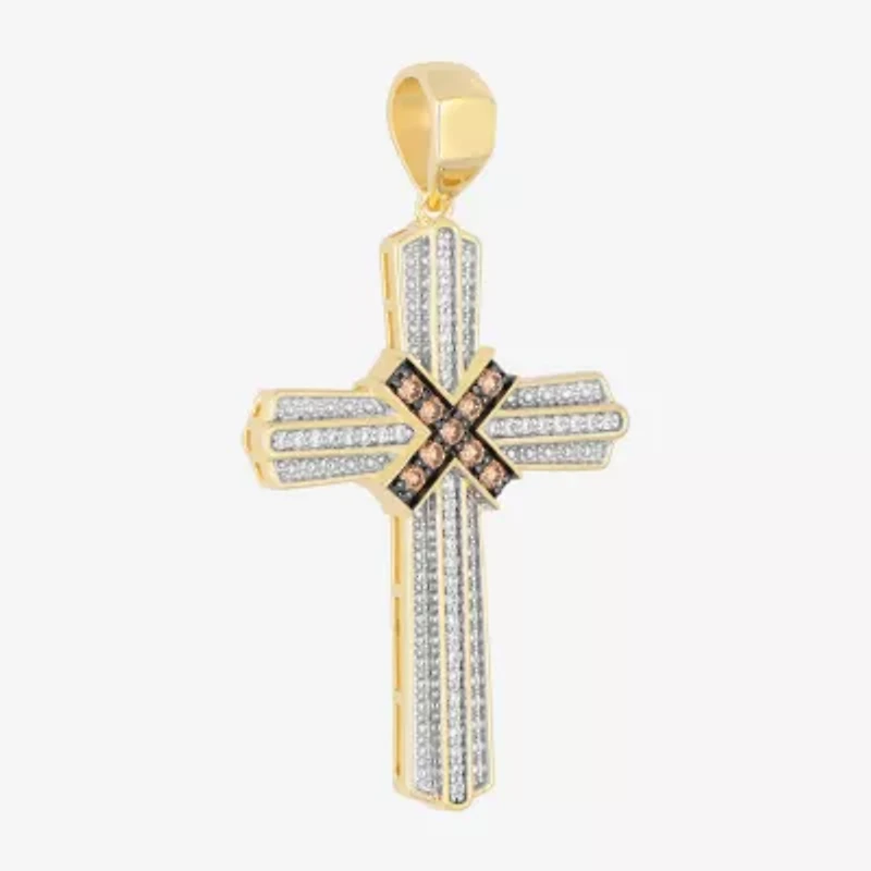 Mens 1/3 CT. T.W. Natural White Diamond Sterling Silver Cross 22 Inch Pendant Necklace