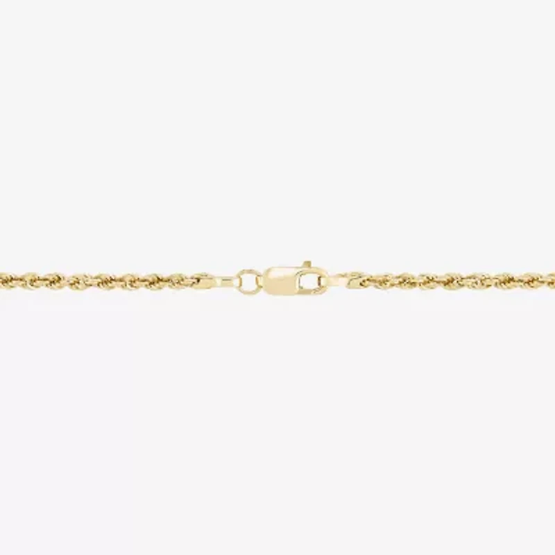 Womens 10K Gold 7.5 Inch Hollow Rope Chain Bracelet