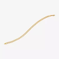 Made Italy Womens 10K Gold 7.5 Inch Hollow Curb Chain Bracelet
