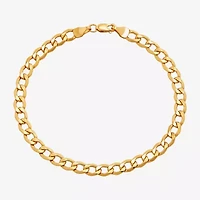 Made Italy Womens 10K Gold 7.5 Inch Hollow Curb Chain Bracelet