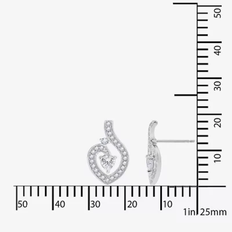 Diamonart Womens Cubic Zirconia Sterling Silver Heart 2-pc. Jewelry Set