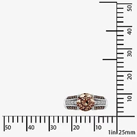 Diamonart Womens Cubic Zirconia Sterling Silver Side Stone Engagement Ring