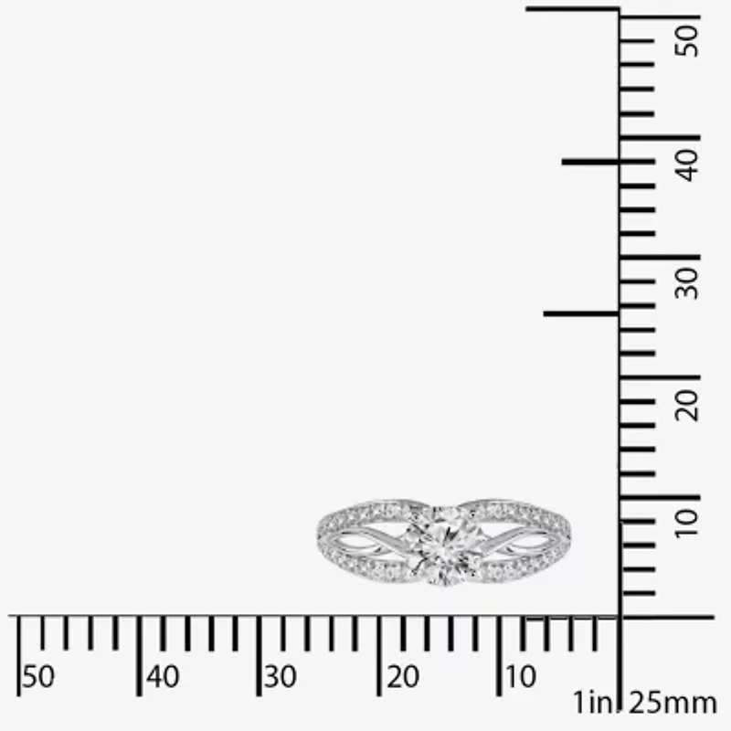 Diamonart Womens Cubic Zirconia Sterling Silver Side Stone Engagement Ring