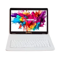 LINSAY® 10.1 Octa Core 128Gb Android 15 Tablet White Croc Keyboard