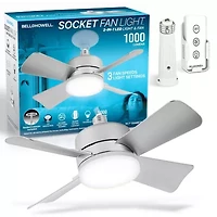 Bell + Howell Socket With Cool Lighting And Remote Control 1000 Lumens Ceiling Fan