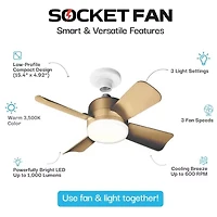 Bell + Howell Socket With Warm Lighting And Remote Control 1000 Lumens Ceiling Fan