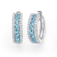 Genuine Gemstone Sterling Silver 21.5mm Hoop Earrings