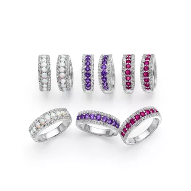 Womens Genuine Purple Amethyst Sterling Silver Band