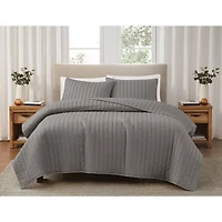 Brooklyn Loom Solid Cotton Percale Quilt Set
