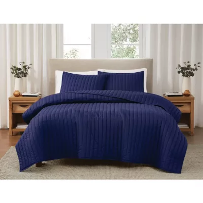 Brooklyn Loom Solid Cotton Percale Quilt Set