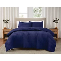 Brooklyn Loom Solid Cotton Percale Quilt Set