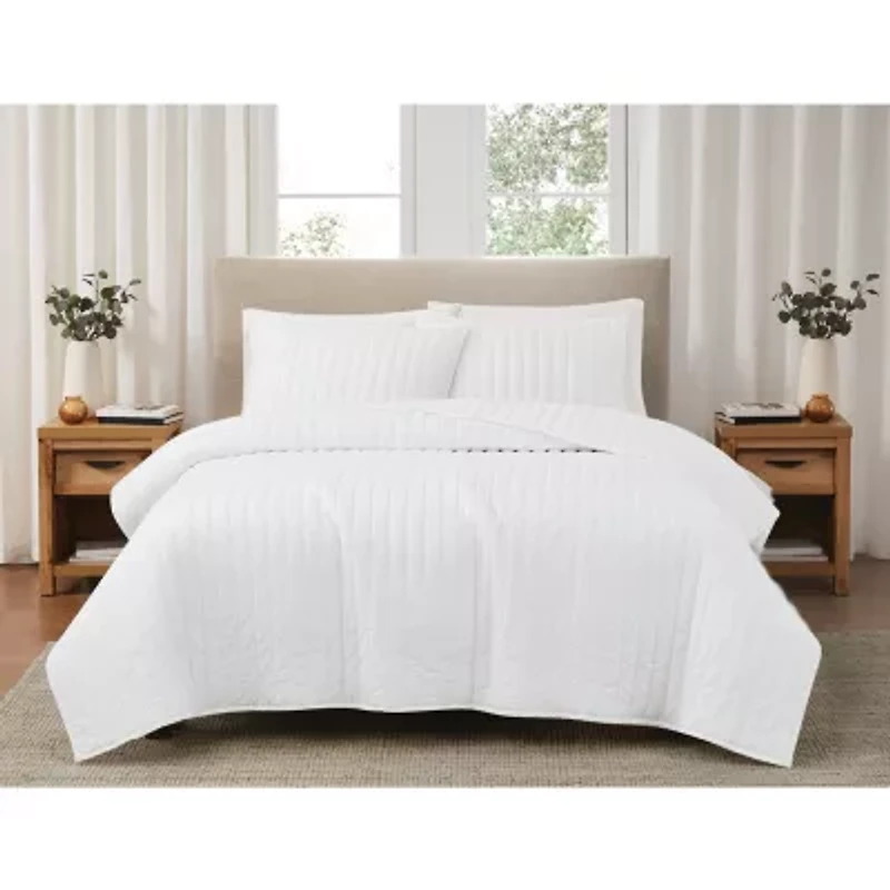 Brooklyn Loom Solid Cotton Percale Quilt Set