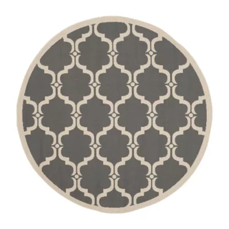 Safavieh Courtyard Collection Jobeth Geometric Indoor/Outdoor Round Area Rug