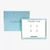 Itsy Bitsy 14k Gold Over Silver Womens Cubic Zirconia 14K Gold Over Silver Diamond Hypoallergenic 2 Pair Earring Set