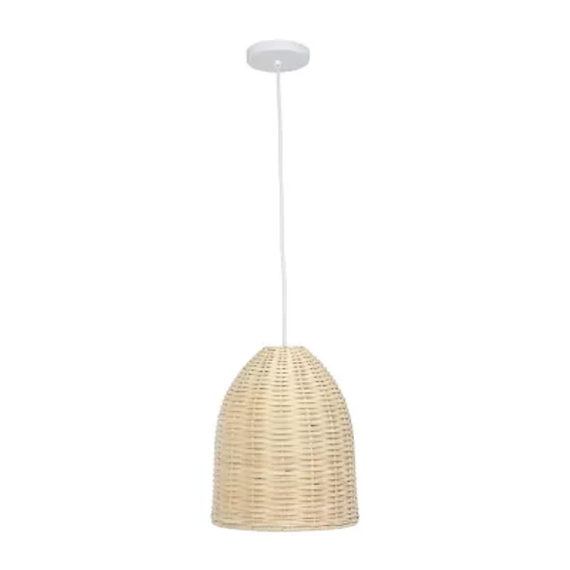 All the Rages Elegant Designs Elongated Coastal Dome Rattan Downlight Natural Pendant Light