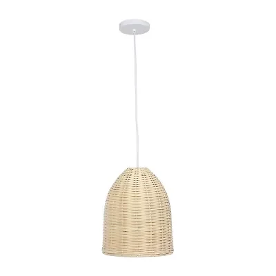 All the Rages Elegant Designs Elongated Coastal Dome Rattan Downlight Natural Pendant Light