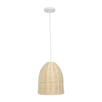 All the Rages Elegant Designs Elongated Coastal Dome Rattan Downlight Natural Pendant Light