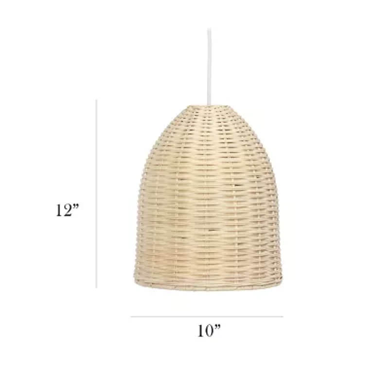 All the Rages Elegant Designs Elongated Coastal Dome Rattan Downlight Natural Pendant Light