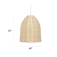 All the Rages Elegant Designs Elongated Coastal Dome Rattan Downlight Natural Pendant Light