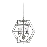 All the Rages Elegant Designs 4 Light Hexagon Industrial Rustic Brushed Nickel Pendant Light