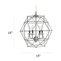 All the Rages Elegant Designs 4 Light Hexagon Industrial Rustic Brushed Nickel Pendant Light