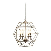 All the Rages Elegant Designs 4 Light Hexagon Industrial Rustic Brushed Nickel Pendant Light