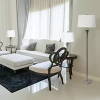 All the Rages Elegant Designs Brushed Nickel Tapered With White Shades 3-pc. Lamp Set