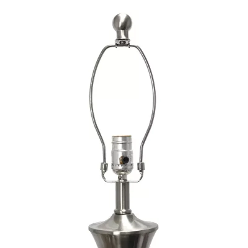 All the Rages Elegant Designs Brushed Nickel Tapered With White Shades 3-pc. Lamp Set