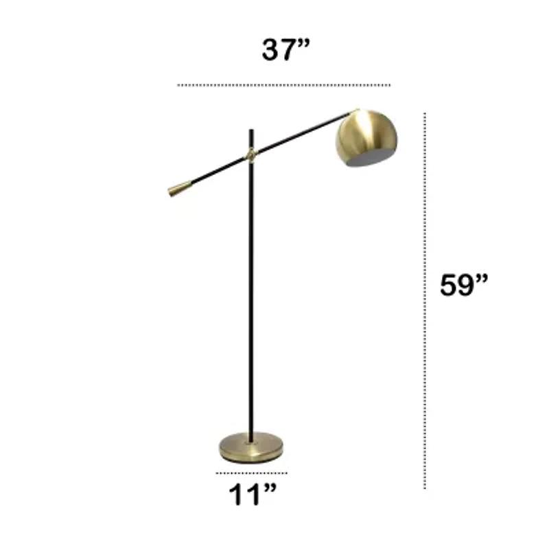 All the Rages Lalia Home Black Matte Swivel  With Inner White Dome Shade Floor Lamp
