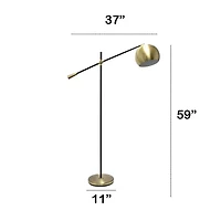 All the Rages Lalia Home Black Matte Swivel  With Inner White Dome Shade Floor Lamp