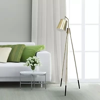 Tripod Antique Brass Metal Floor Lamp