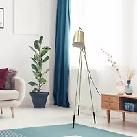 Tripod Antique Brass Metal Floor Lamp