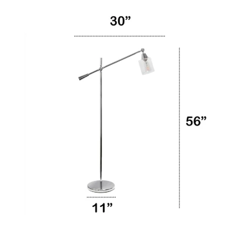 Lalia Home Swing Arm Floor Lamp with Clear Glass Cylindrical Shade