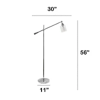 Lalia Home Swing Arm Floor Lamp with Clear Glass Cylindrical Shade