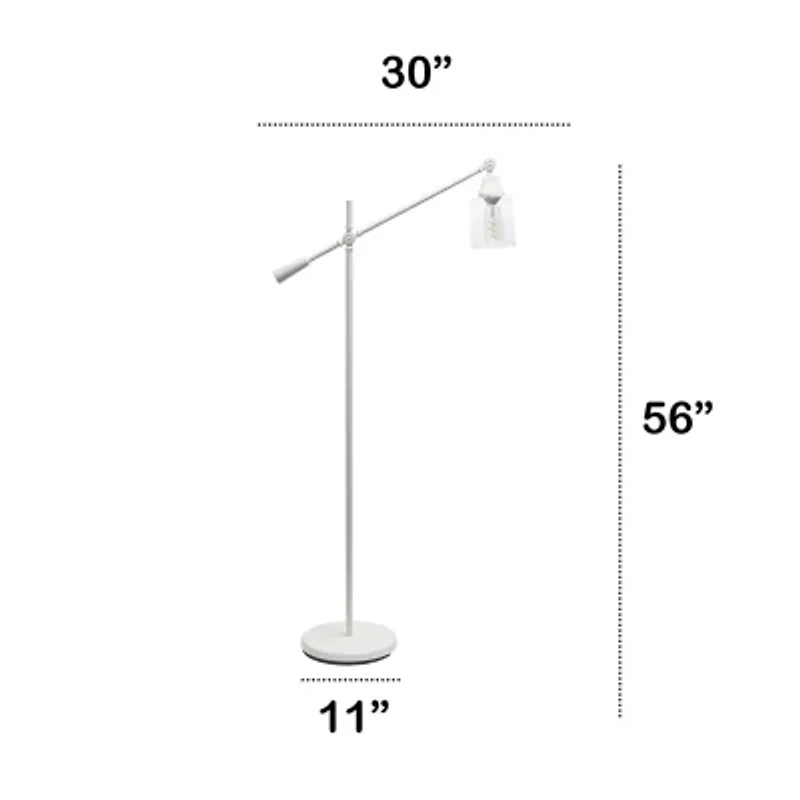 Lalia Home Swing Arm Floor Lamp with Clear Glass Cylindrical Shade
