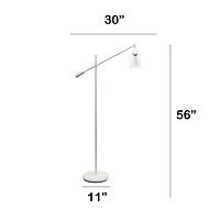 Lalia Home Swing Arm Floor Lamp with Clear Glass Cylindrical Shade