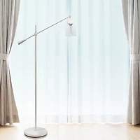 Lalia Home Swing Arm Floor Lamp with Clear Glass Cylindrical Shade
