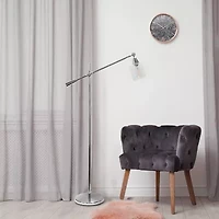 Lalia Home Swing Arm Floor Lamp with Clear Glass Cylindrical Shade