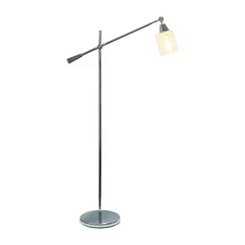 Lalia Home Swing Arm Floor Lamp with Clear Glass Cylindrical Shade
